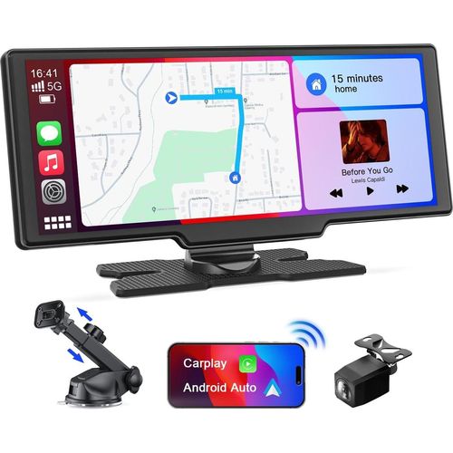 Wireless Carplay & Android Auto Tragbares Autoradio, 1080P Rückfahrkamera, 9,26
