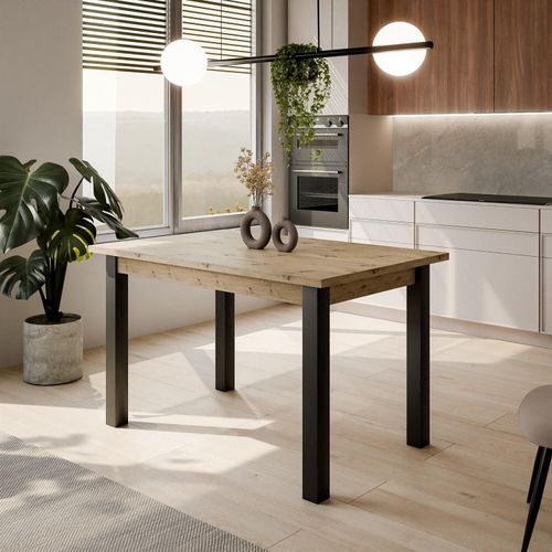 Tisch ART II 125 cm nicht ausklappbar Gerade Schwarze/Artisan Eiche