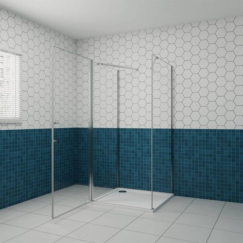 90x80cm 195cm 6mm U-Duschkabine Drehtür Nano Glas Duschtür Glastür Image