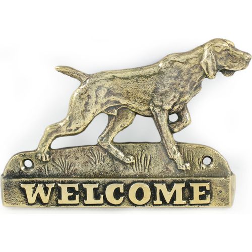 Weimaraner, Weimaraner Vorstehhund - Türschild mit Hund, messingfarbenes Willkommensschild, einzigartiges Schild mit der Aufschrift Welcome von der Marke Art-Dog