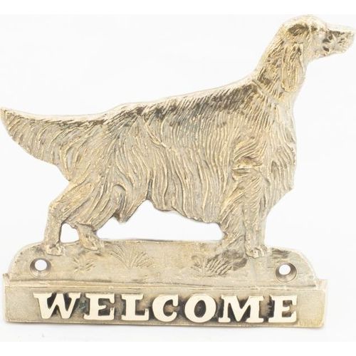 Irischer Setter - Türschild mit Hund, messingfarbenes Willkommensschild, einzigartiges Schild mit der Aufschrift Welcome von der Marke Art-Dog
