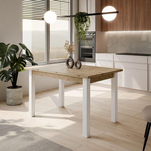 Tisch ART II 125 cm nicht ausklappbar Gerade Weiße/Artisan Eiche