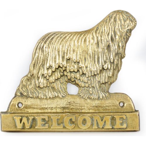 Komondor - Türschild mit Hund, messingfarbenes Willkommensschild, einzigartiges Schild mit der Aufschrift Welcome von der Marke Art-Dog