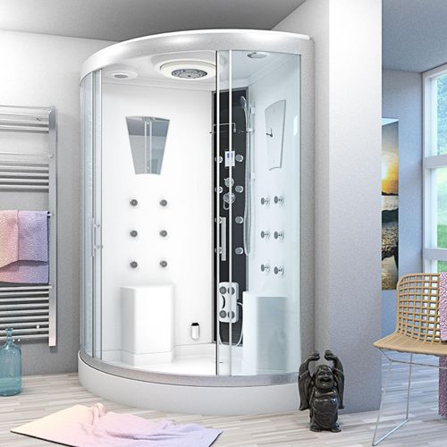 Dusche Duschkabine D26-EH-EA Duschtempel Sauna 130x130 cm OHNE 2K ScheibenVersiegelung