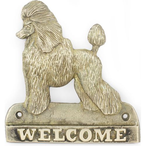 Pudel - Türschild mit Hund, messingfarbenes Willkommensschild, einzigartiges Schild mit der Aufschrift Welcome von der Marke Art-Dog