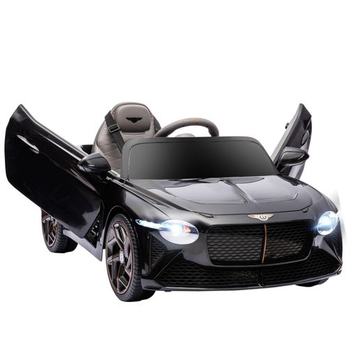 HOMCOM Elektroauto für Kinder von 3 bis 5 Jahren, 2 12V 25W Motoren, 3-5 km/h, 2,4G Fernbedienung, MP3, Hupe, 2 Scheinwerfer und 2 Rücklichter, gefederte Räder, 2 öffnende Türen, Bentley Bacalar, schwarz