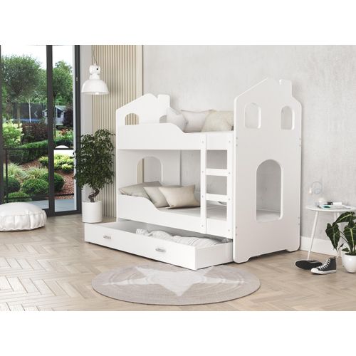 Hochbett, Kinderbett , Etagenbett DO-DO , 160x80 cm , mit Matratze , Farbe Weiß