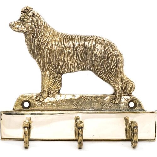 Border Collie - Schlüsselhalter mit Hund, Messinggriff für Hundezubehör, elegante Dekoration für den Flur der Marke Art-Dog