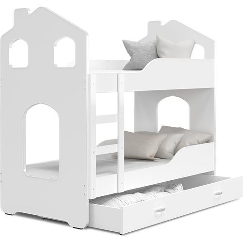 Hochbett, Kinderbett , Etagenbett DO-DO , 190x80 cm , mit Matratze , Farbe Weiß