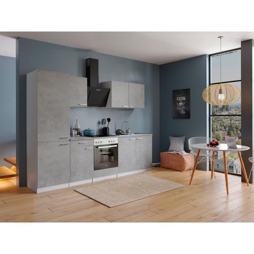 Küche Küchenzeile Küchenblock Einbauküche Weiß Beton Malia 270 cm Respekta