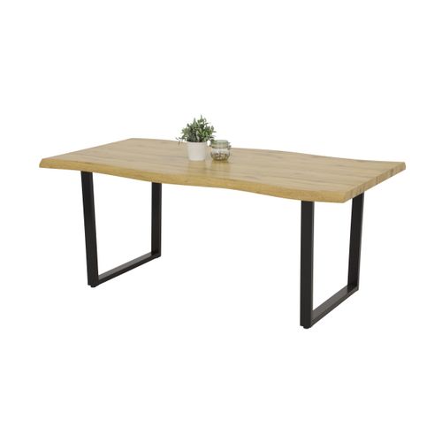 Esstische Baumkantentisch Optik 200 x 100 cm Wildeiche Nachbildung - KEIKO - Die Möbelfundgrube