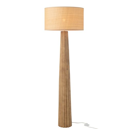 J-line - Stehleuchte Regenschirm Ailanthus Holz Natur - 48x48x157cm