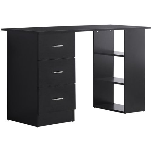 HOMCOM Computertisch, Büromöbel, 3 ausziehbare Schubladen + 3 Regale, große Platte, 120 L x 49 B x 72 H cm, MDF, Schwarz