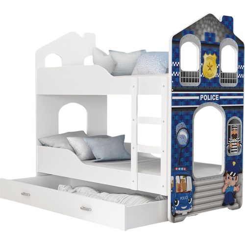 Hochbett, Kinderbett , Etagenbett DO-DO- mit Police Motiv , 160x80 cm , mit Matratze
