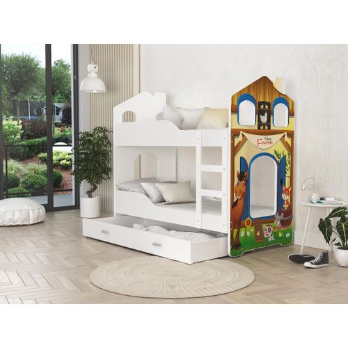 Hochbett, Kinderbett , Etagenbett DO-DO-Happy Farm , 160x80 cm , mit Matratze