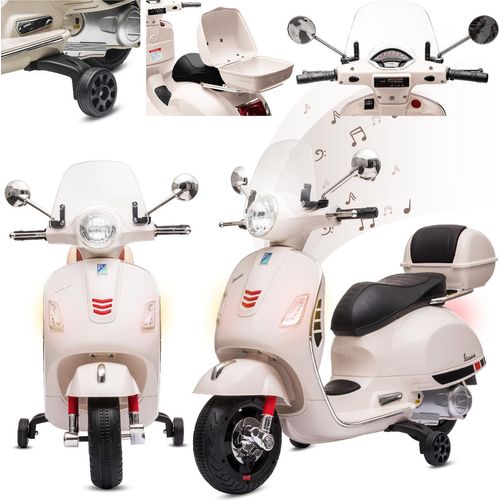 Vespa Elektroroller ab 3 jahre Elektrofahrzeug Kinderfahrzeug Scooter koffer weiß Sun Baby