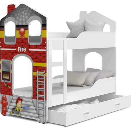 Hochbett, Kinderbett , Etagenbett DO-DO- Feuerwehr , 160x80 cm , mit Matratze