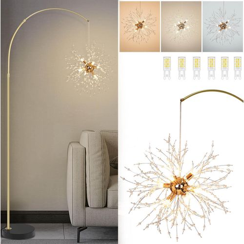 Kristall-Stehlampe mit 6 G9-LED-GlühbirneAcryl Löwenzahn Standleuchte mit Fußschalter mit Stecker180cm Verstellbare Hohe360°-Beleuchtung