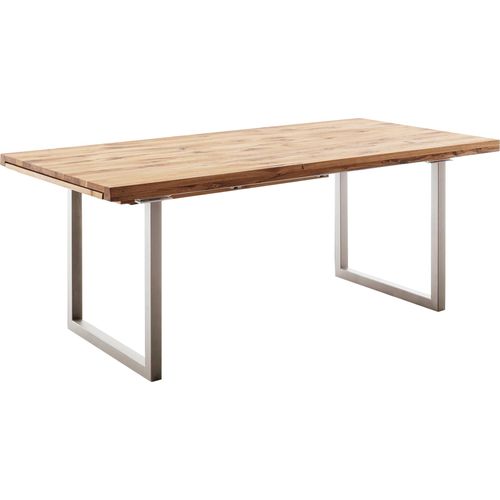 Esstisch Brogar A 4 Wildeiche massiv Varianten U-Gestell Edelstahl, Größe:200(300) x 100 cm