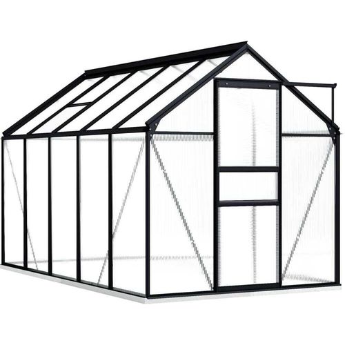 Gewächshaus mit Fundament Anthrazit Aluminium 5,89 m²