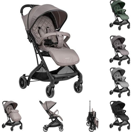 Kikkaboo Kinderwagen Miley mit Fußsack, Fußstütze verstellbar, klappbar, Korb beige schwarz
