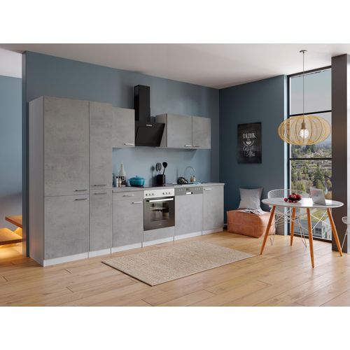 Küche Küchenzeile Küchenblock Einbauküche Weiß Beton Malia 310 cm Respekta