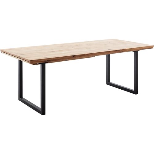 Esstisch Brogar B 7 Eiche Bianco massiv Varianten U-Gestell Anthrazit, Größe:180(280) x 100 cm