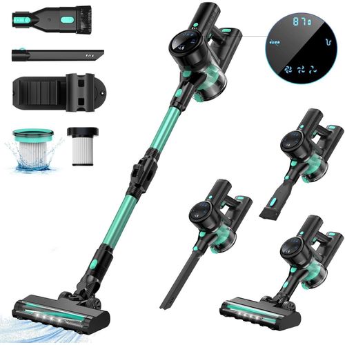 45kPa/550W/65Min Staubsauger Kabellos,1.5L AkkuStaubsauger SuperLeise,Handstaubsauger mit LED Display,Stabstaubsauger für Hartböden Teppiche Tierhaare