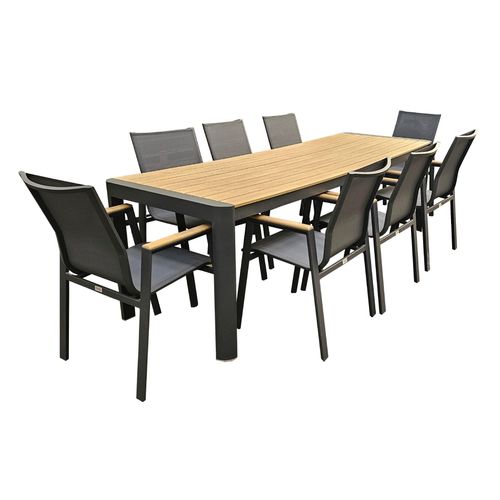 Gartenmöbel Alu / WPC 9-TLG. Anthrazit / Braun Sitzgruppe Terassenmöbel Essgruppe