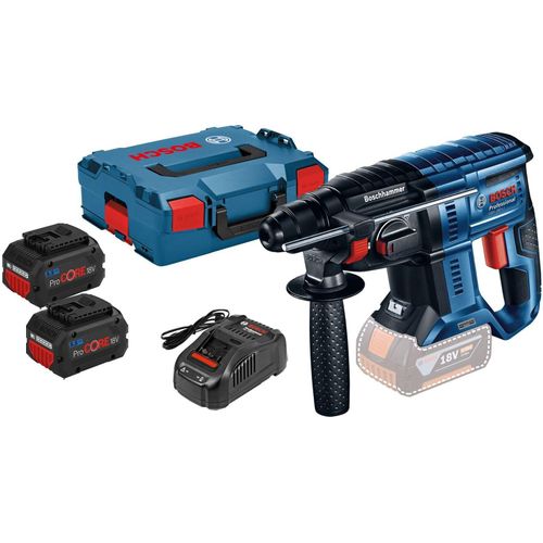 Bosch Akku-Bohrhammer GBH 18V-21 mit SDS plus / 2x 5,5 Ah ProCORE18V Akku + Ladegerät in L-Boxx