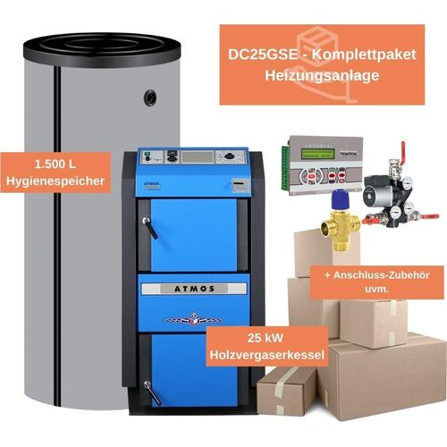 ATMOS Holzvergaserkessel Rundum Sorglos Paket DC25GSE Heizung Warmwasser