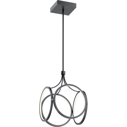 Pendelleuchte Aluminium LED 35,6 cm breit H: max. 180 cm Schwarz matt 3000 K warmweißes Licht 1682 lm