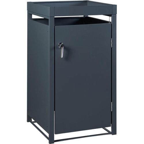 STADO | Mülltonnenbox | für 1 Tonne | Stahl | Anthrazit | 68x80x116,3cm | 240L | Mülltonnenverkleidung | Aufbewahrung | Mülltrennsystem | Blumenbeet