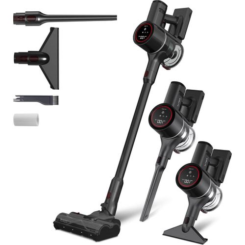 KLAMER Akkustaubsauger, 500 Watt Kabelloser Staubsauger, Flexibler Akku Handstaubsauger mit verschiedenen Aufsätzen, Flex Staubsauger mit LED Licht