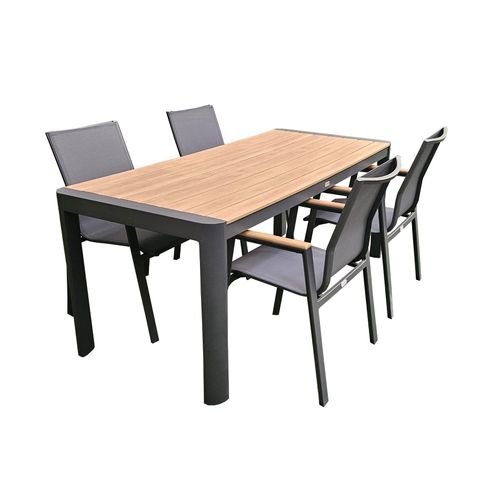 Gartenmöbel Alu / WPC 5-TLG. Anthrazit / Braun Sitzgruppe Terassenmöbel Essgruppe