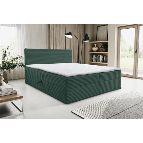 VENASI TILLY Boxspringbett 180x200 mit Bettkästen H2/H3 Matratze GRÜN Cord TILIA