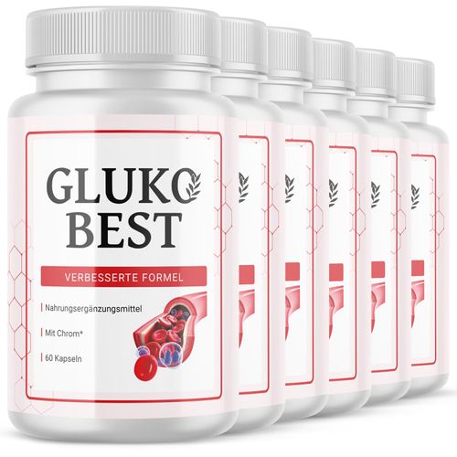 GlukoBest Kapseln | Glucobest mit Zink, Chrom und sekundären Pflanzenstoffen | 60 Kapseln Inhalt pro Dose 6x