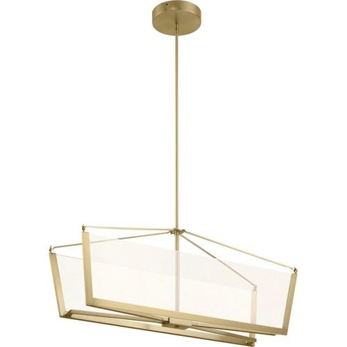 Hängelampe Aluminium LED H: max. 169,7 cm in Creme-Gold länglich warmweißes Licht 3000 K 5440 lm