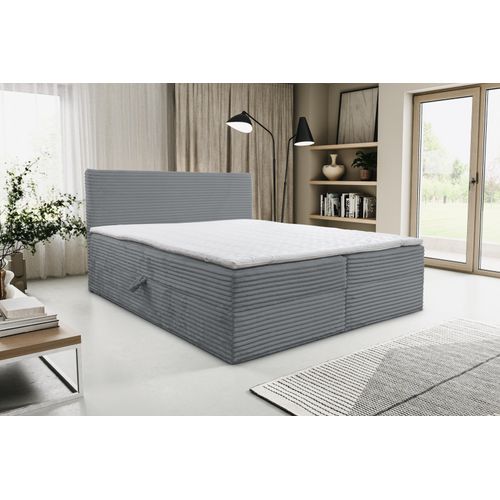 VENASI TILLY Boxspringbett 160x200 mit 2 Bettkästen H2/H3 Matratze GRAU CORD TILIA