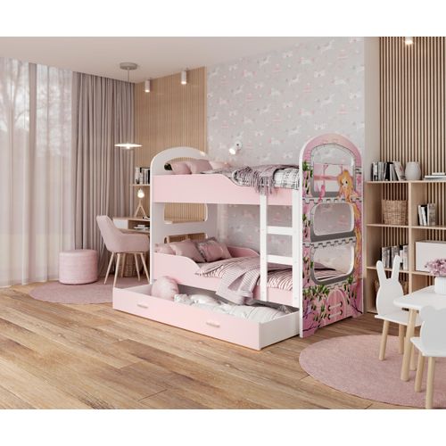 Hochbett, Kinderbett , Etagenbett DOMI- Prinzessin , 160x80 cm , mit Matratze