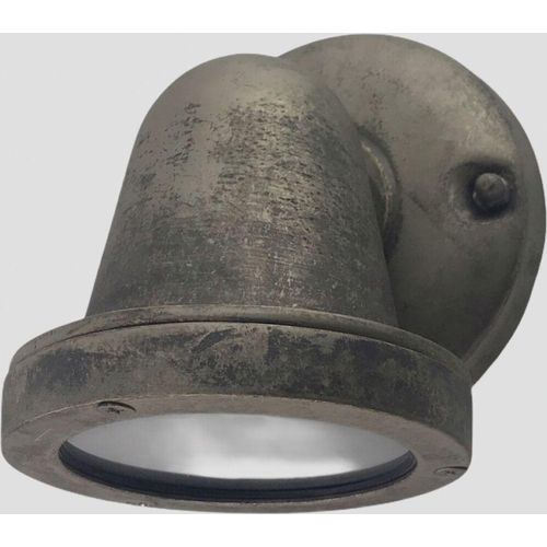 Außenwandleuchte Messing Glas GU10 IP64 H: 14 cm Zinn Maritim Wandlampe außen