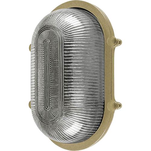 Wandlampe außen Messing Glas 26 cm breit IP64 in E27 Maritim Ovalleuchte