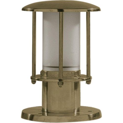 Sockelleuchte Messing massiv Glas E14 IP53 22 cm in Weiß rund Maritim Außenleuchte
