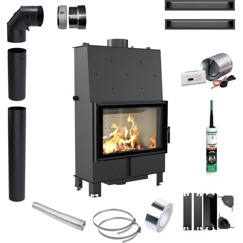 Kamineinsatz mit Wassermantel KRATKI LUCY 16kW fi 200 Installationsset