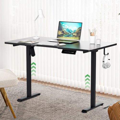 Hengda Höhenverstellbarer Schreibtisch elektrisch 120x60cm Stehschreibtisch Memory-Funktion mit 4 Höhen, Anti-Kollisions, Sitz-Stehpult, Schwarz