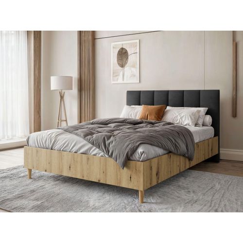 BEAUTYSOFA Polsterbett LECTUS 160x200cm - Designerbett mit Bettkasten & Lattenrost - Artisan & Schwarz (Jasmine 100)