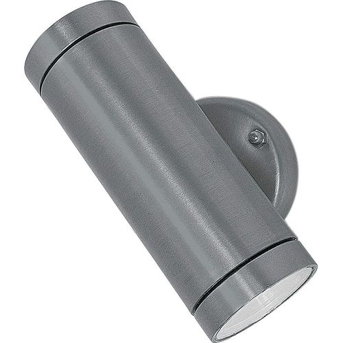 Wandleuchte außen Messing Glas GU10 IP44 16,5 cm hoch Up Down Nickel matt 2-flammig Modern