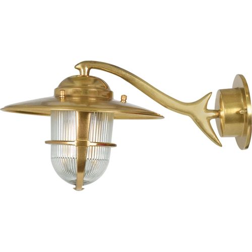Wandlampe außen Glas Messing massiv E27 IP64 26 cm breit in Maritim Außenlampe Wand