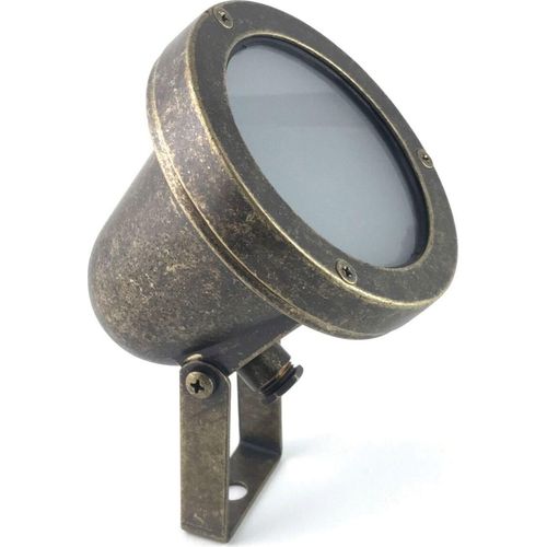 Stehleuchte außen Messing Glas 10 cm IP64 in verwittert GU10 Vintage Außenlampe
