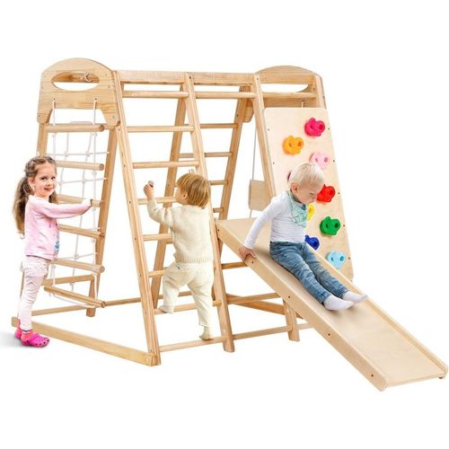 Indoor Klettergerüst 7 in 1 für Kleinkinder - Holzspielplatz Kletterspielzeug - Spielgerüst L - fördert Beweglichkeit und Koordination